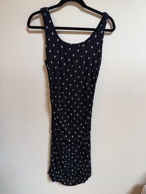 Ingrid & Isabel Black Midi Tank Dress with White Dot Pattern
